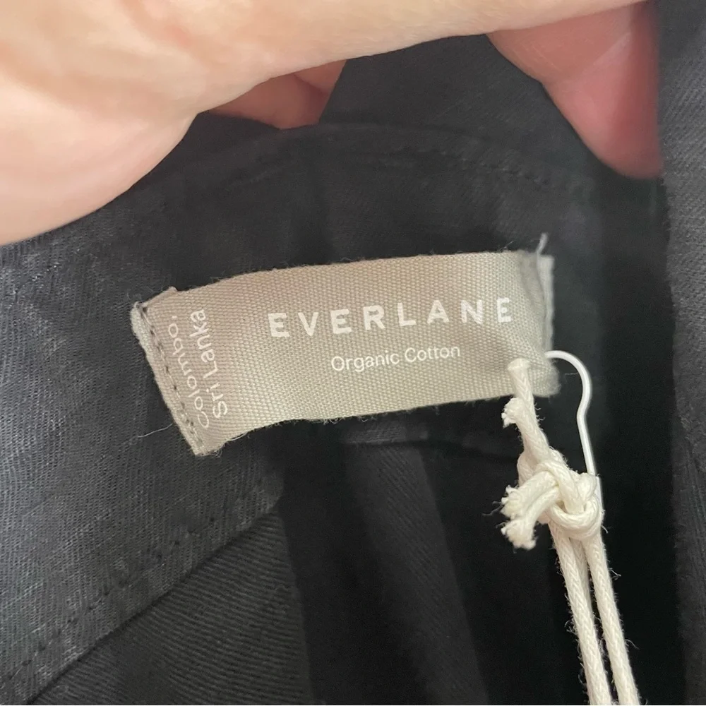 Everlane Fatigue Apron Jumpsuit Overalls 8 Black Organic Cotton Linen NWT